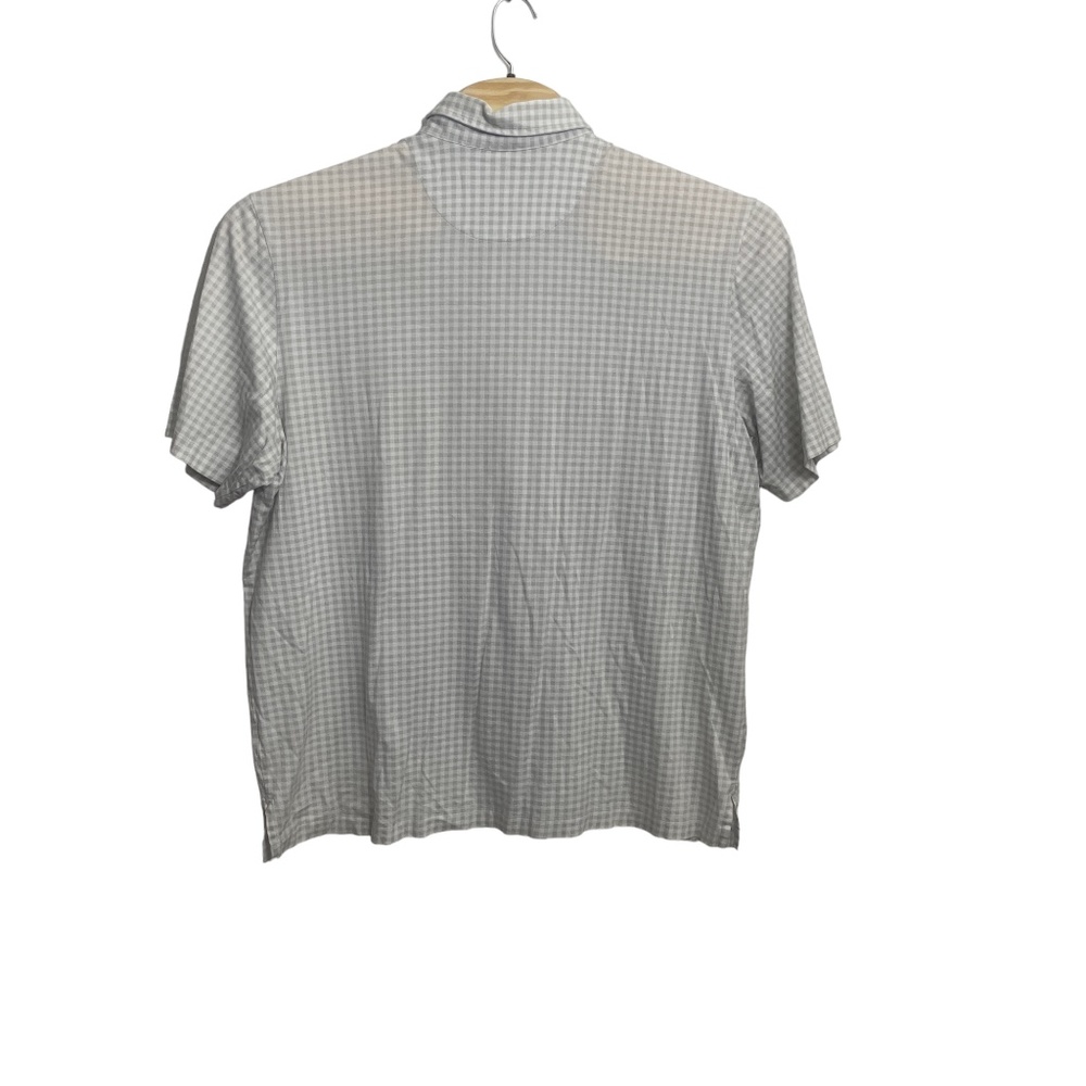 Polo Golf Men's XXL Polo Short Sleeve Taupe White Check‎ 1/4 Button 100% Cotton - Picture 7 of 7